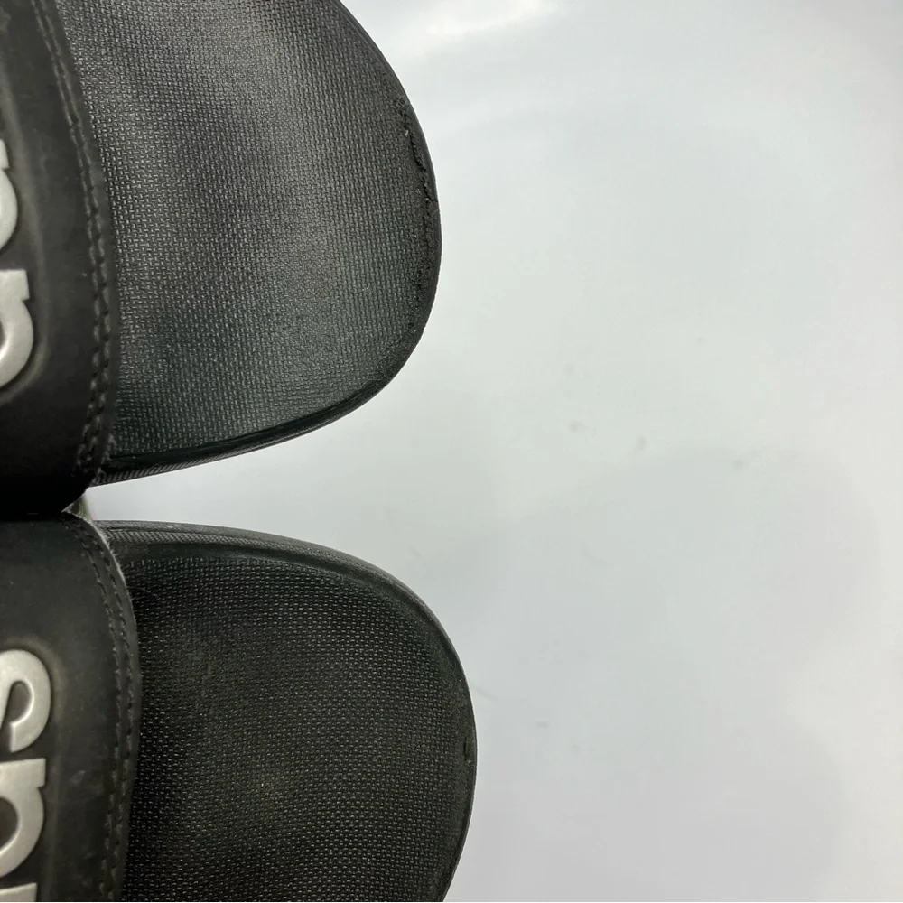 Adidas black & silver Adilette‎ slides size 9
